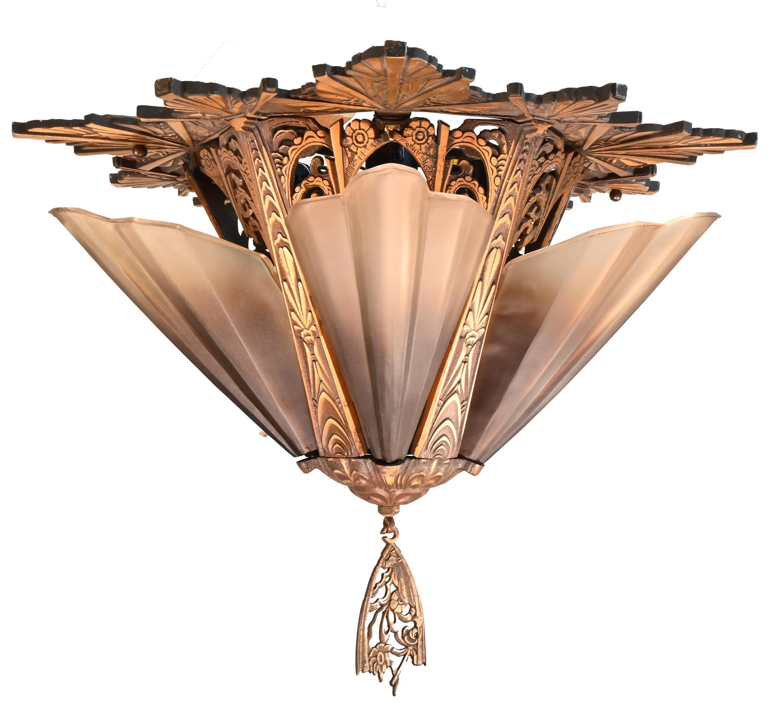 lincoln five slip shade polychrome chandelier — Architectural Antiques